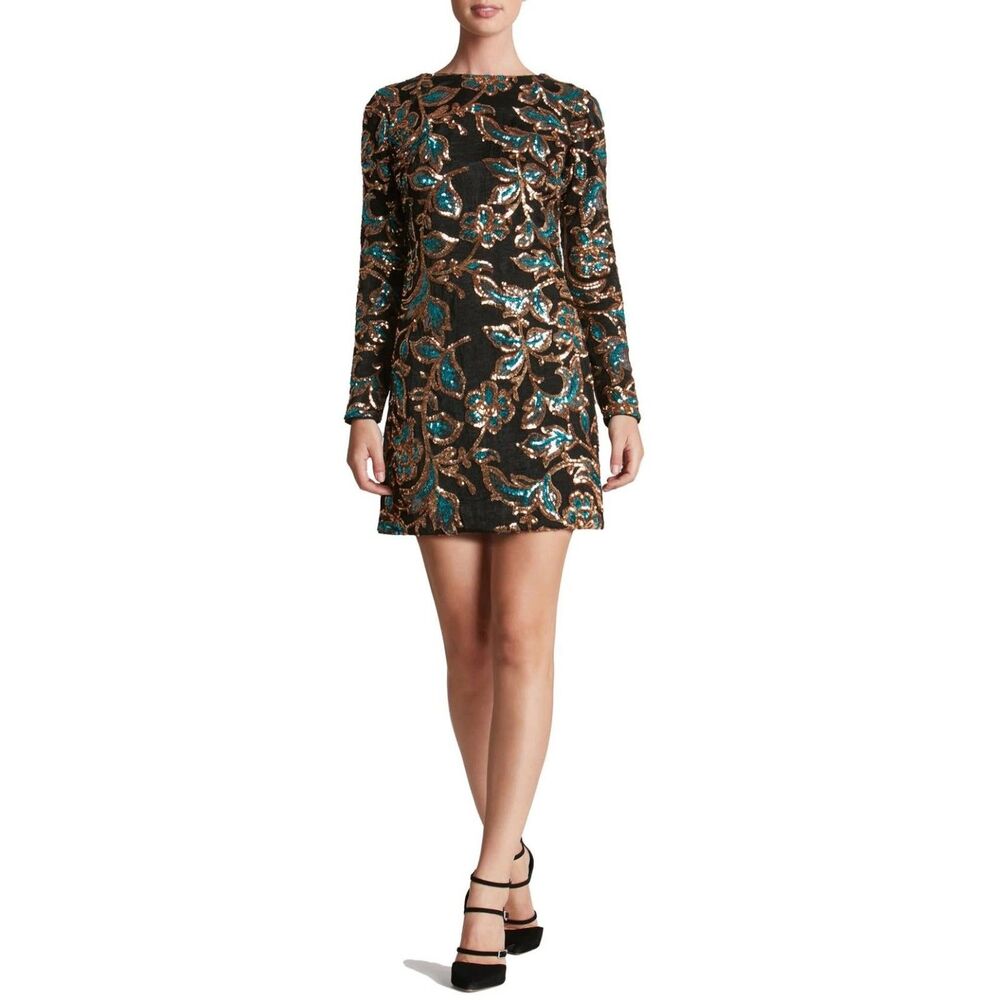 Dress the Population Sequin Long Sleeve Dress, Size S